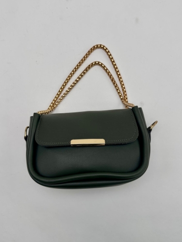 ÇNT-3016 Haki Zincir Askılı Suni Deri Crossbody Omuz Çantası - Thumbnail