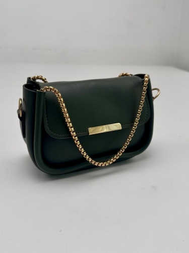Cappmoda - ÇNT-3016 Haki Zincir Askılı Suni Deri Crossbody Omuz Çantası (1)
