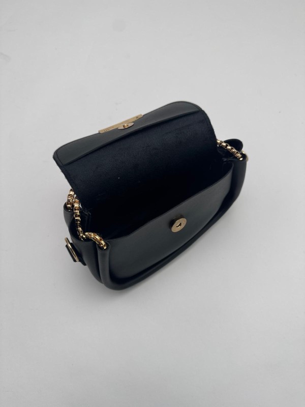 ÇNT-3016 Siyah Zincir Askılı Suni Deri Crossbody Omuz Çantası