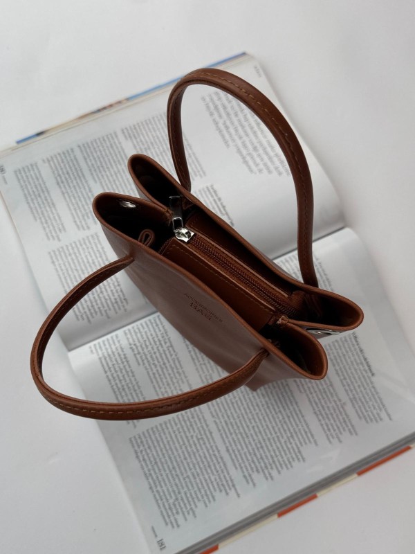 ÇNT-3030 Taba Kısa Askılı Fermuarlı Suni Deri Crossbody Omuz Çantası