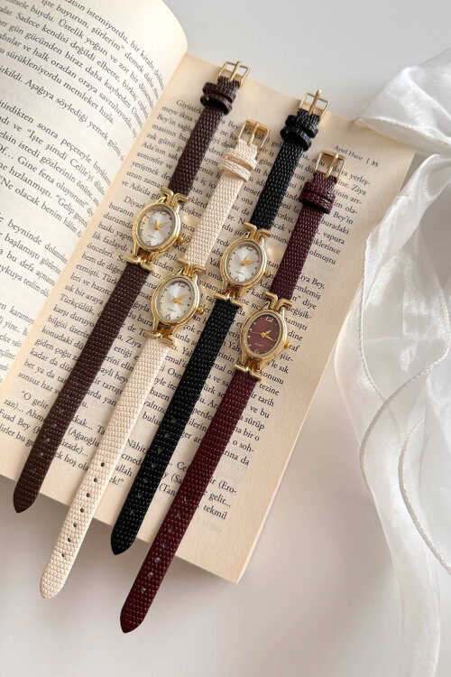 Coco Siyah Kadran Deri Kordon Kadın Kol Saati (1)