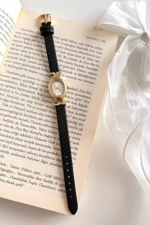 Coco Siyah Kadran Deri Kordon Kadın Kol Saati