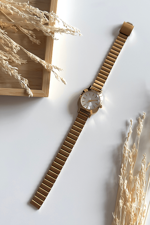 Corven Beyaz Kadran Gold Çelik Kordon Kadın Kol Saati