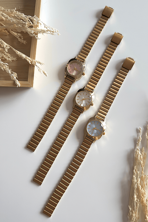 Corven Beyaz Kadran Gold Çelik Kordon Kadın Kol Saati (1)