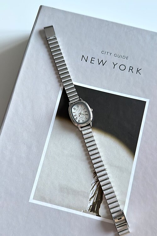 Cosmos Silver Beyaz Oval Kadran Çelik Kordon Kadın Kol Saati  - 1