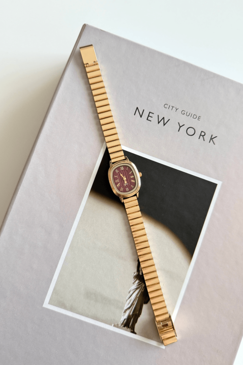 Cosmos Gold Bordo Oval Kadran Çelik Kordon Kadın Kol Saati 