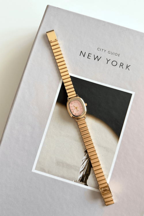 Cosmos Gold Pudra Oval Kadran Çelik Kordon Kadın Kol Saati 