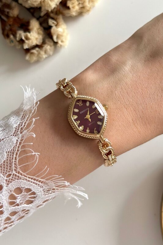 Dely Bordo Kadran Gold Kadın Kol Saati
