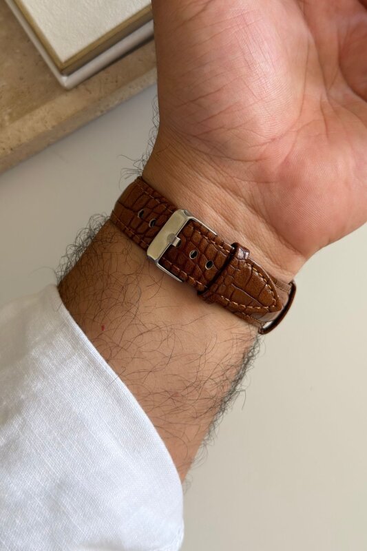 Deri Suited Lacivert Taba Erkek Kol Saati - 4