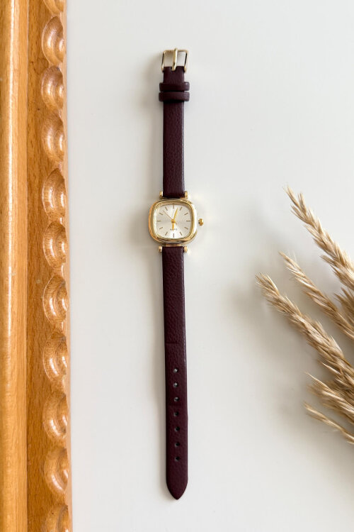 Dream Bordo Deri Kordon Kadın Kol Saati