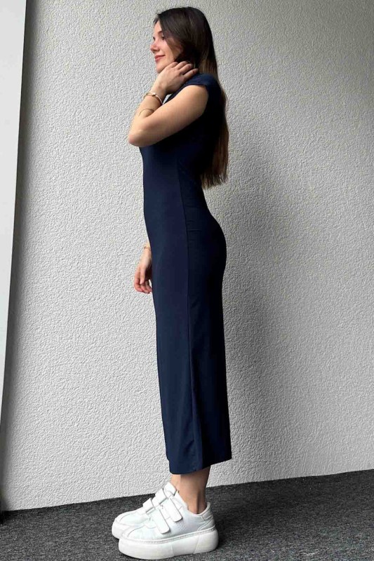 ELB-01723 Lacivert Modal Kumaş Elbise