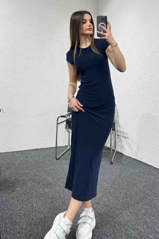 ELB-01723 Lacivert Modal Kumaş Elbise