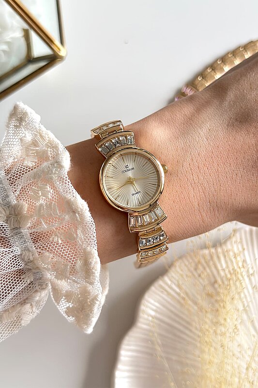 Elion Gold Kadran Taşlı Metal Kadın Kol Saati - 3