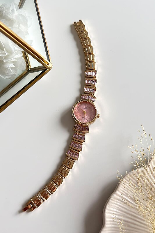 Elion Pudra Kadran Taşlı Metal Kadın Kol Saati - 1