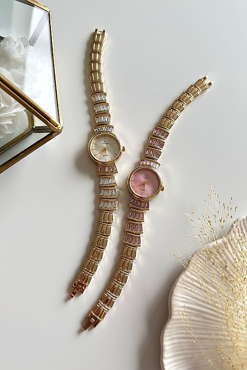 Elion Pudra Kadran Taşlı Metal Kadın Kol Saati - 2