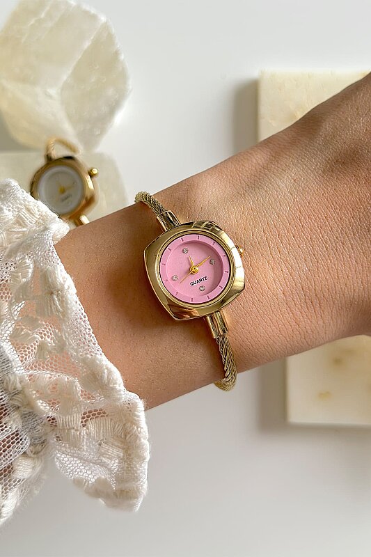 Elira Pudra Gold Metal Kelepçe Kol Saati - 3