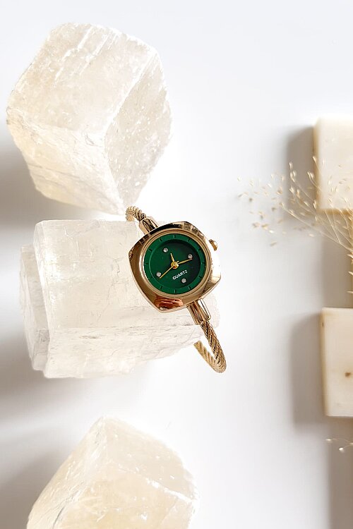 Elira Yeşil Gold Metal Kelepçe Kol Saati 