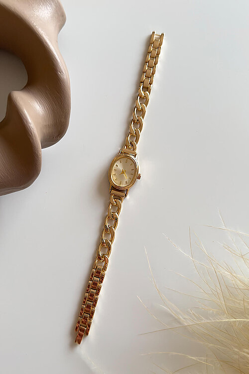 Elsa Gold Kadran Zincir Kordon Kadın Kol Saati 