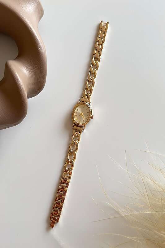 Elsa Gold Kadran Zincir Kordon Kadın Kol Saati - 1