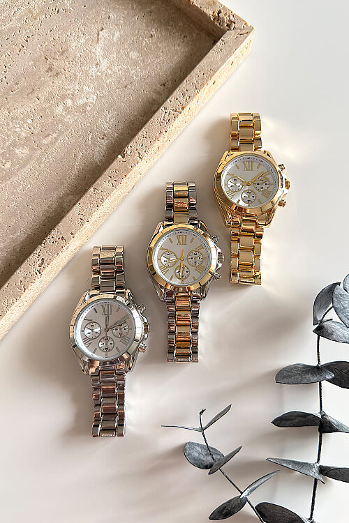 Elva Beyaz Kadran Gold Çelik Kadın Kol Saati - 2