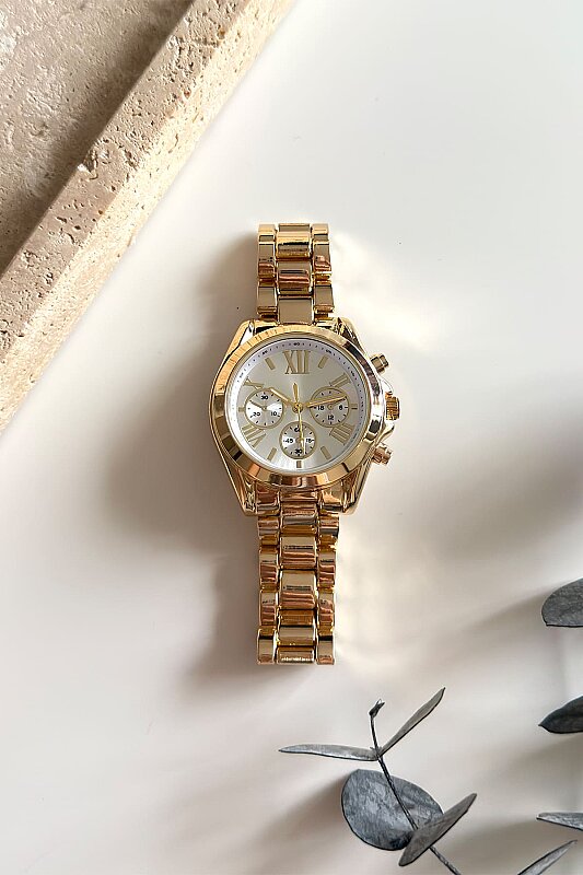 Elva Beyaz Kadran Gold Çelik Kadın Kol Saati - 1