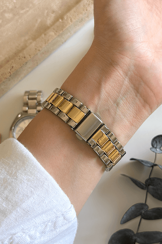 Elva Yeşil Kadran Gold-Silver Çelik Kadın Kol Saati - 4