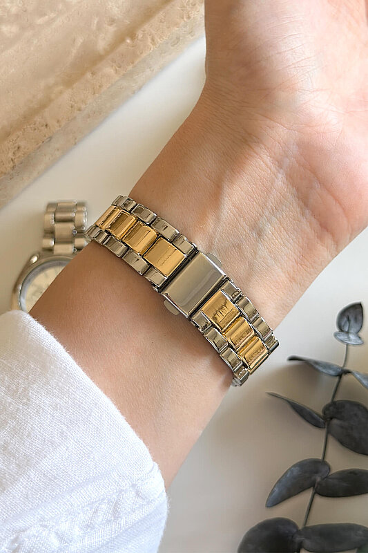 Elva Yeşil Kadran Gold-Silver Çelik Kadın Kol Saati - 4