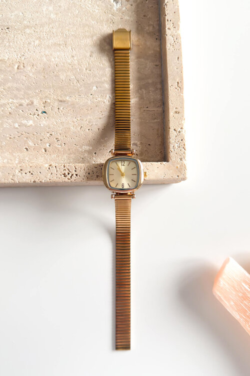 Elvina Gold Kadran Çelik Kordon Kadın Kol Saati