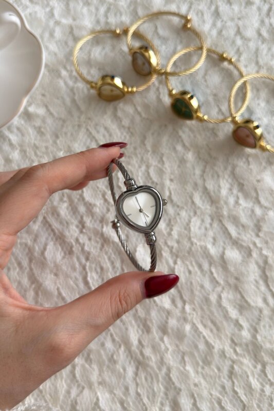 Eros Ekru Kadran Silver Kelepçe Kadın Kol Saati (1)
