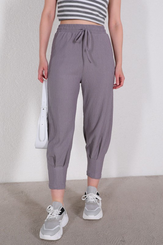 PNT-07333 Gri İpli Lastikli Pantolon