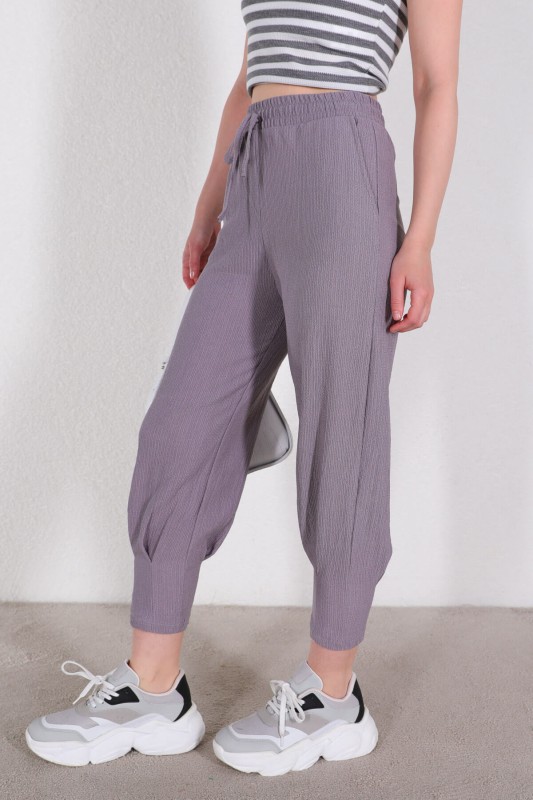 PNT-07333 Gri İpli Lastikli Pantolon