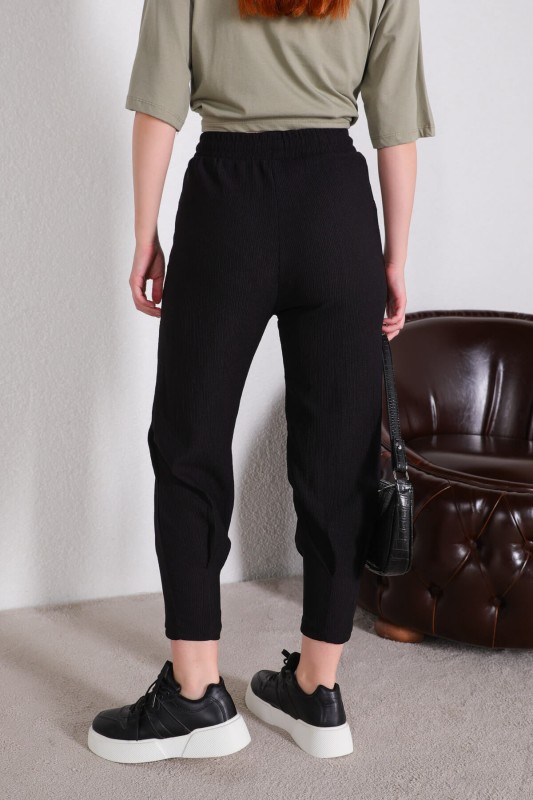 PNT-07333 Siyah İpli Lastikli Pantolon