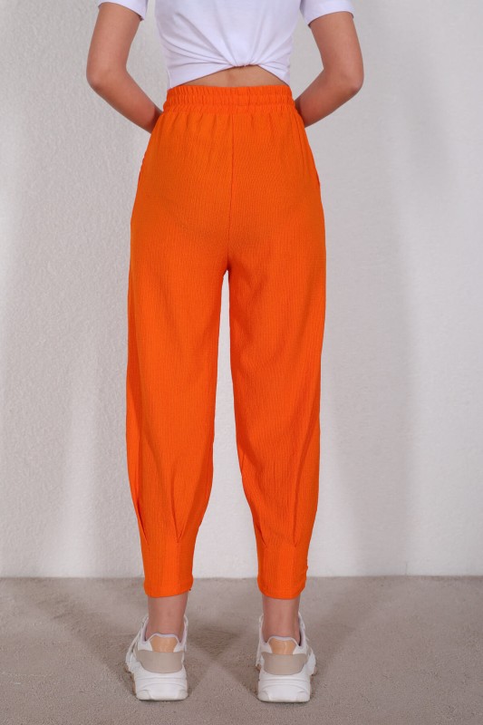 PNT-07333 Turuncu İpli Lastikli Pantolon