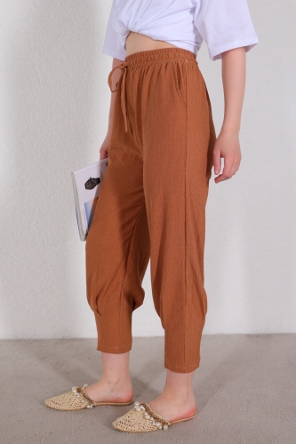 Cappmoda - PNT-07333 Taba İpli Lastikli Pantolon (1)
