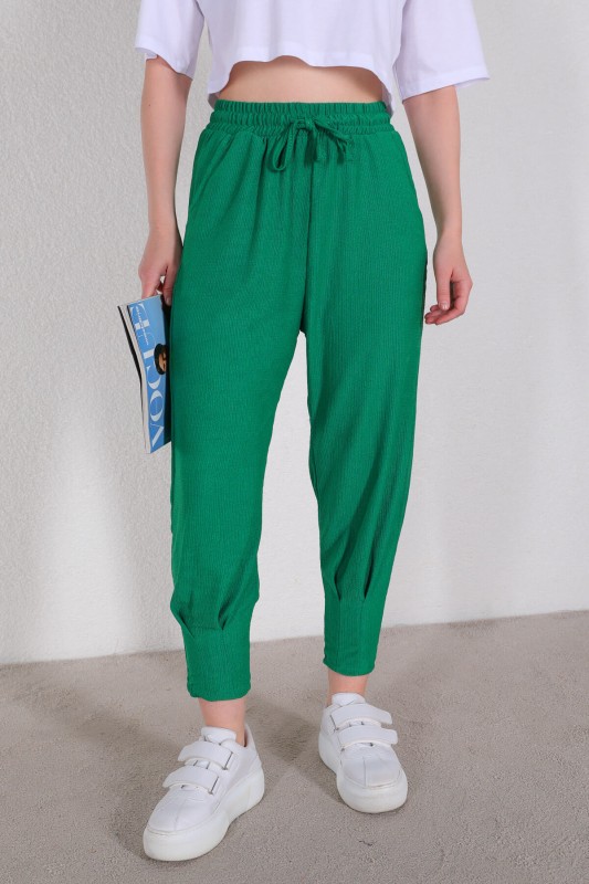 PNT-07333 Yeşil İpli Lastikli Pantolon