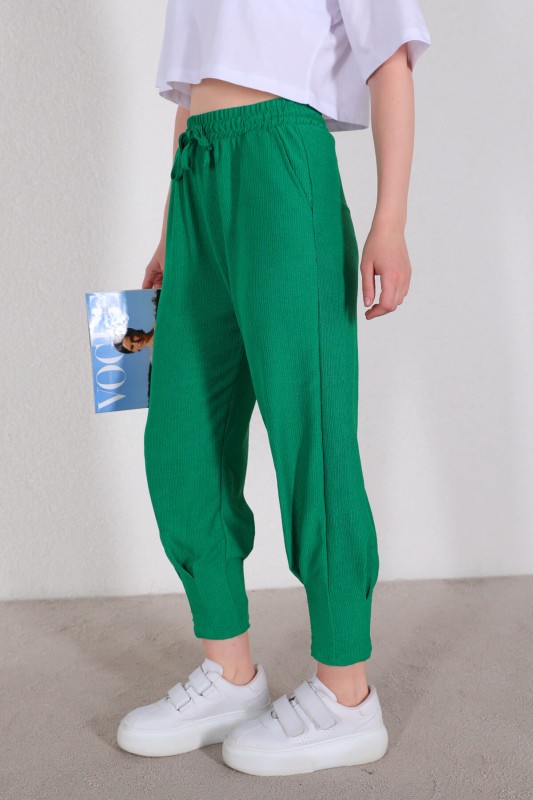 PNT-07333 Yeşil İpli Lastikli Pantolon