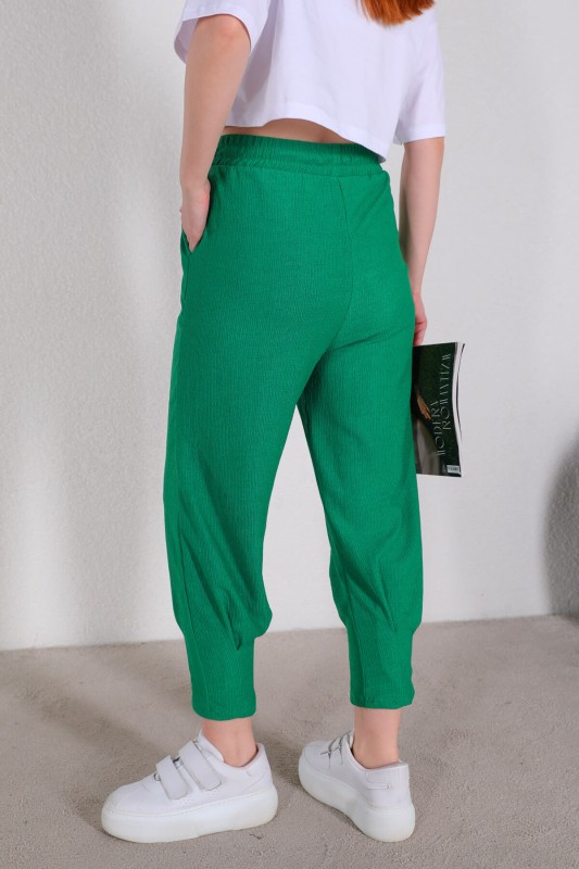 PNT-07333 Yeşil İpli Lastikli Pantolon