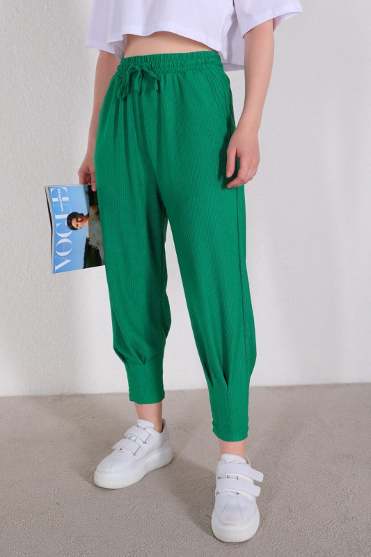 PNT-07333 Yeşil İpli Lastikli Pantolon