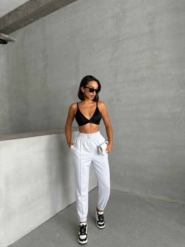 EŞF-09089 Karmelanj Etiket Detaylı İki İplik Çimalı Şardonlu Mevsimlik Kumaş Jogger Eşofman - 7
