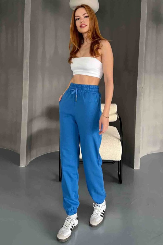 EŞF-09091 Mavi İki İplik Şardonlu Jogger Eşofman