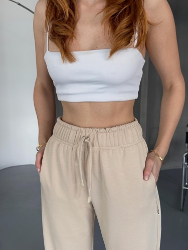 Cappmoda - EŞF0010 Taş Rengi Oysh Kumaş Paça Lastikli Jogger Eşofman Altı (1)