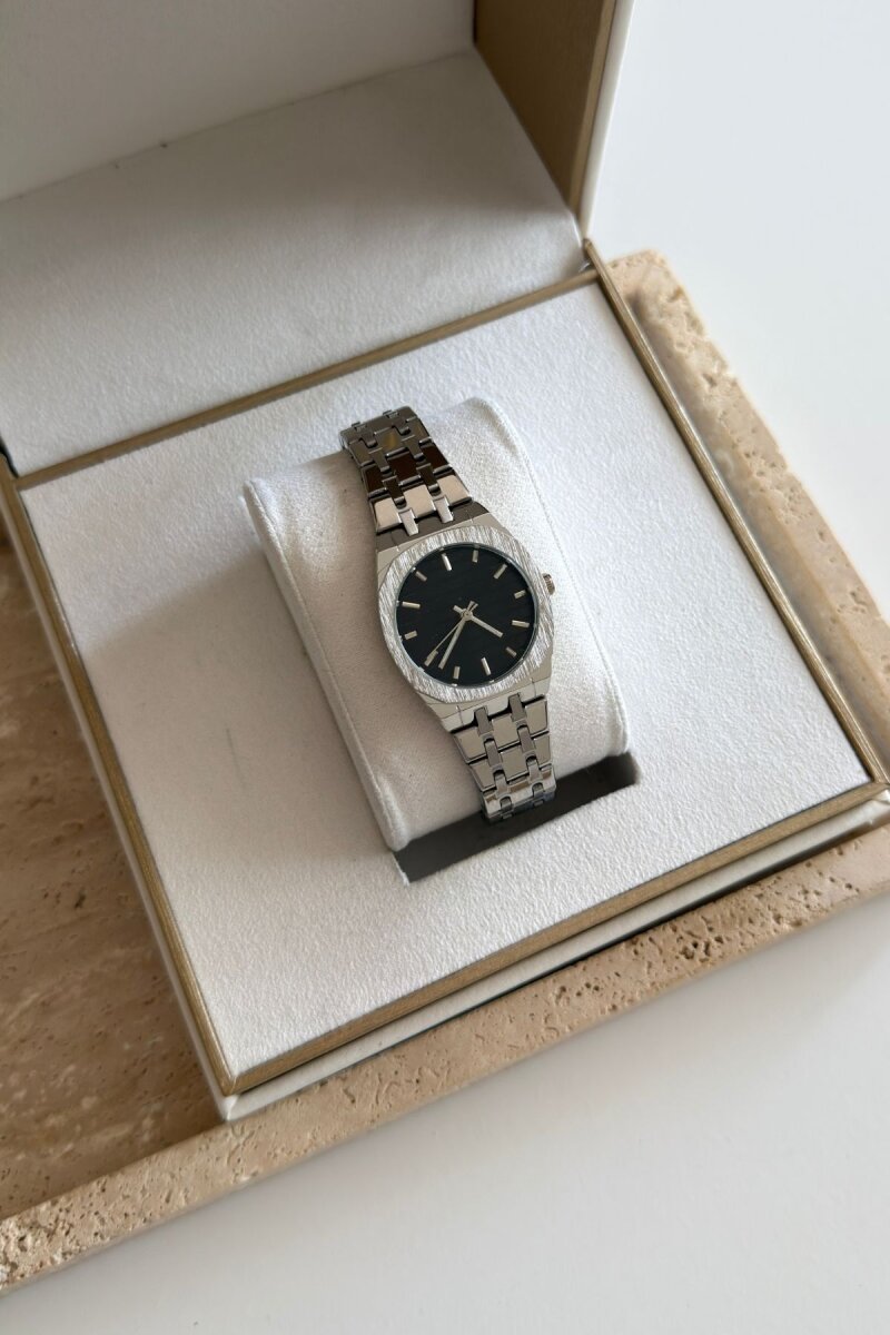 Eterna Siyah Silver Çelik İkili Çift Kol Saati - 3