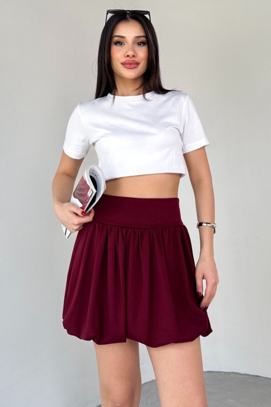 ETK-02334 Bordo Bel Lastikli Mini Balon Etek