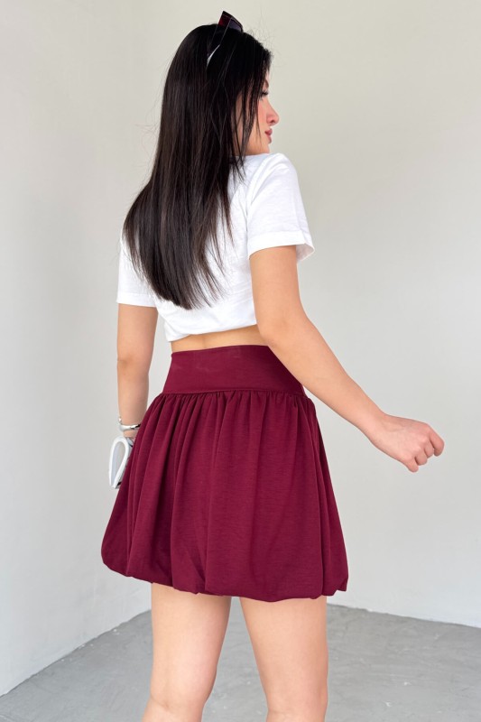 ETK-02334 Bordo Bel Lastikli Mini Balon Etek