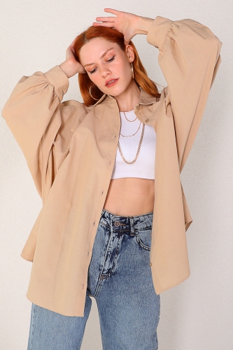Cappmoda - GML-10216 Vizon Yarasa Kol Salaş Gömlek (1)