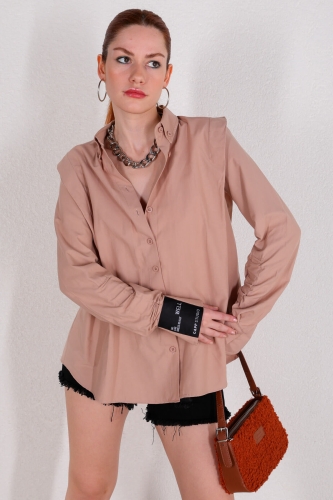 Cappmoda - GML-10217 Vizon Etiket Kol Detaylı Vatkalı Gömlek (1)