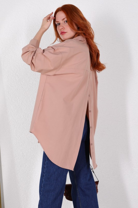 GML-10218 Vizon Arka Düğme Detaylı Tasarım Gömlek - 7