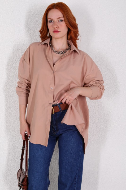GML-10218 Vizon Arka Düğme Detaylı Tasarım Gömlek - 4