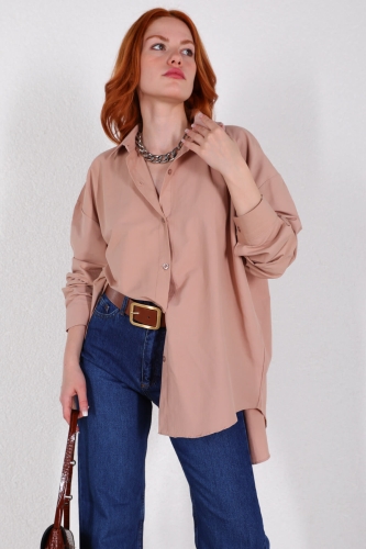 GML-10218 Vizon Arka Düğme Detaylı Tasarım Gömlek - 6