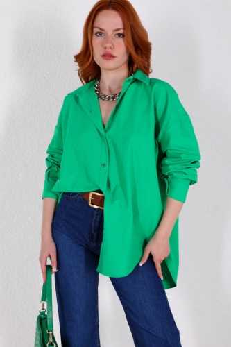 GML-10218 Yeşil Arka Düğme Detaylı Tasarım Gömlek - 6